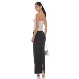 Ruched Bodycon Maxi Skirt in Black