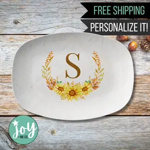 Autumn Wreath Monogram Platter