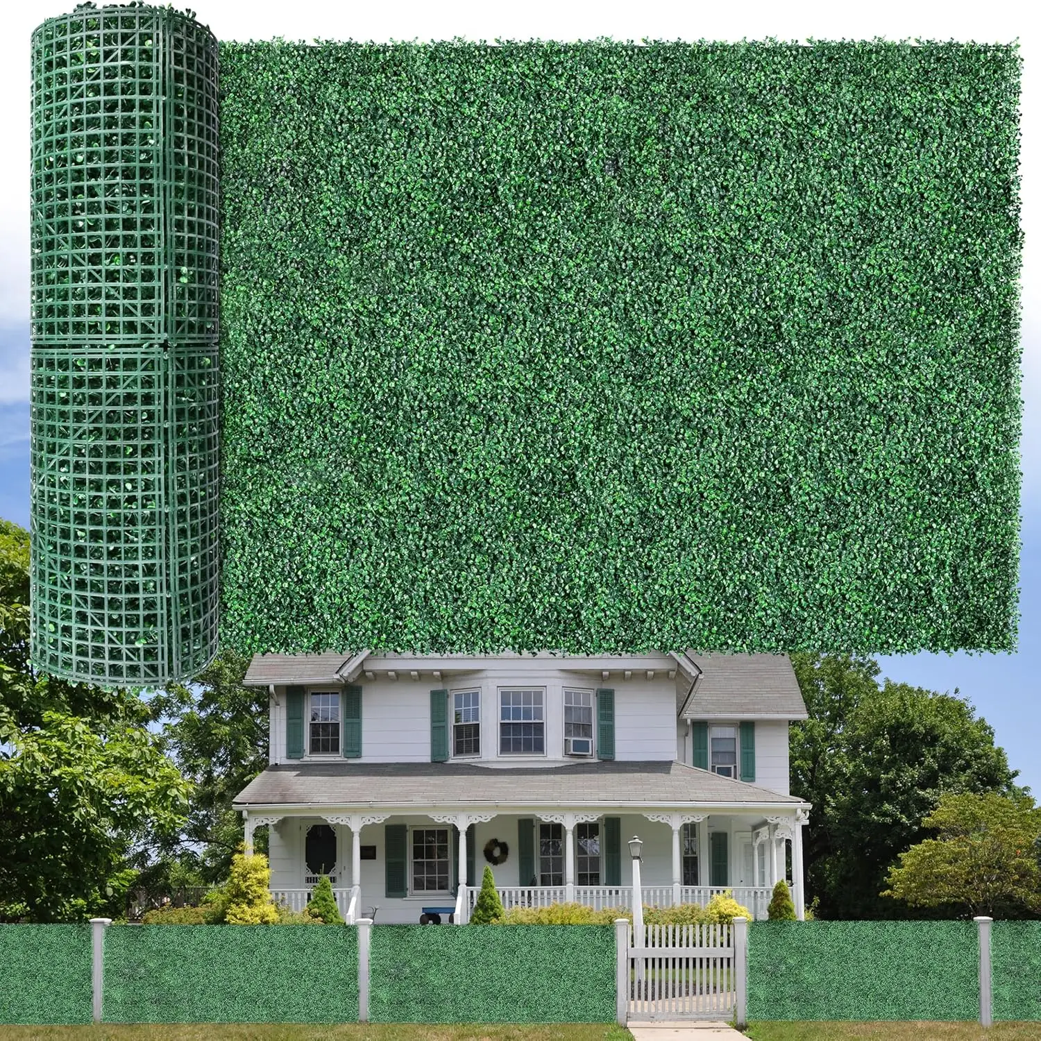 [Summer Sale Deals] Realistic Look HDPE Plastic Artificial Boxwood Roll Panels (40x120 in) - UV-Resistant Garden Edge Fence, Privacy Fence Panels, Interiors Decor