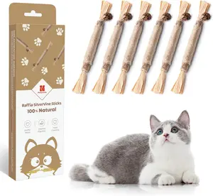 Potaroma 6 Pcs Cat Chew Silvervine Stick Toys, Natural Cat chew Toys, Teeth Cleaning
