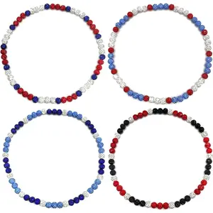 1-4 Pcs Baseball Beaded Necklace for Men - Bling Ice Collection Rhinestone Discoball Inspired Baseball Team Lovers Necklace