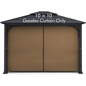 Gazebo Universal Replacement  Curtain -   Panel Canopy Side Wall with Zipper for 10' x 10' Outdoor Gazebo (Brown)