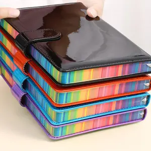 Colorful PU Leather Notebook, 1 Count Laser Colorful Notebook, High-quality Office Stationery for Note Taking and Planning, Planner