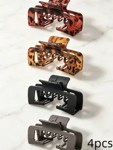 4 PCS Extra Large Claw Clips for Thick Hair, 4 Inch Square Hair Clips for Women, Strong Hold Double Teeth Claw Clip for Hat, Non Slip Rectangle Jaw Clips Hair Accessories, Hair Clip Set, Strong Grip,  Ideal for high ponytail, messy bun or half-up styles
