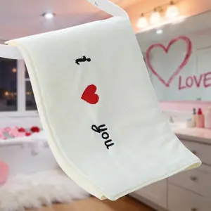 Super Absorbent Microfiber Towel with Fun Stitching Design, Perfect Gift for Valentine's and Weddings, Ideal Kitchen and Bathroom Decor