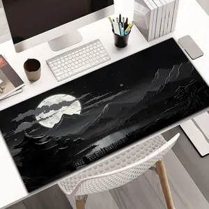 Large Gaming Mouse Pad with Vintage Night Moon Design, Non-Slip Rubber Base, Ideal for Gamers, Office, School, Esports, Home Decor, The ideal Gift For Game Lovers，Professional Gaming Setup | Modern desk mat | Mouse pad | Desktop Accessory