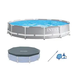 212 MAIN Intex 12 ft x 30 in Above-Ground Steel Tube Frame Swimming Pool Set with Filter Pump, Outdoor Aquatic Fitness Equipment