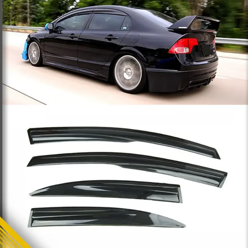 Side Window Visor, Mugen Style Window Rain Guard Vent Shade Deflectors for Honda Civic (06-11) - Sunshade Car Exterior Accessories, Sunshade Side Window Deflectors & Visors