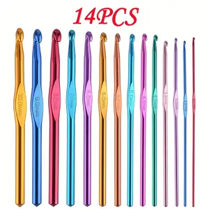 Knitting Kit, 14-Piece Multicolor Aluminum Knitting Needles Set with 2-10mm Sizes for DIY Craft and Yarn Projects