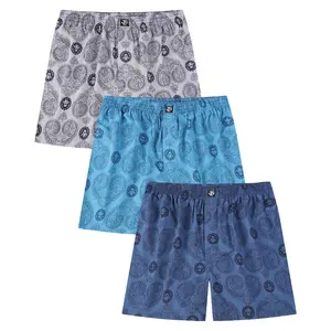 【JupiterSecret】3 Pcs Men's Woven Cotton Boxer Shorts, 100% Cotton