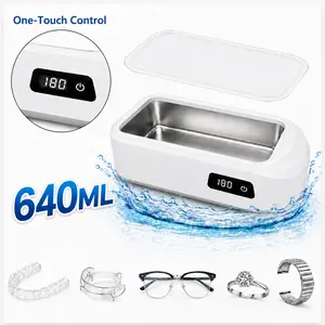 640ML Large-Capacity Ultrasonic Cleaner Machine, Household Sonic Cleaning Device with 49kHz Cleaning and Digital Display for Eyeglasses, Jewelry, Retainers, Dentures, Watch Bands and Small Items
