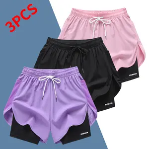 Quick Dry Breathable Fake Two-Piece Pants for Women, Illusion Layer Loose Fit Joggers, Lightweight Athletic Bottoms with Built-In Shorts Style for Yoga, Gym & Everyday Wear,summerwins