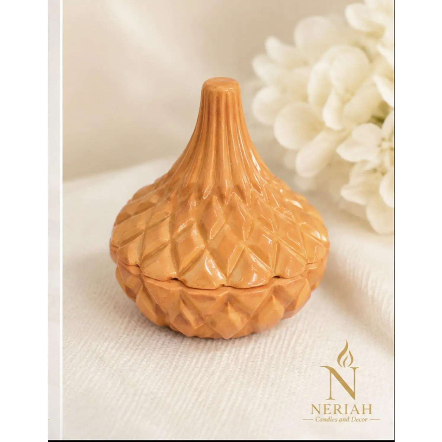 Neriah Orange Jar for Jewels or Candles - Decorative Storage Container