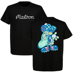 Malbon Golf Cartoon Character Graphic T-Shirt Playful Streetwear Fun Design Casual Daily Wear Soft Cotton, malbon shirt, cartoon golf tee, streetwear style, casual outfit, trendy design