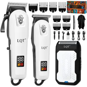 LQT Professional 3-in-1 Men's Grooming Kit - Cordless Home Hair Clippers, Precision Beard Trimmer, Smooth Lightweight Stainless Durable Motor Foil Face Shaver, LED Display, Adjustable Blade, USB Rechargeable, Long Battery Life, Ideal Gift for Men