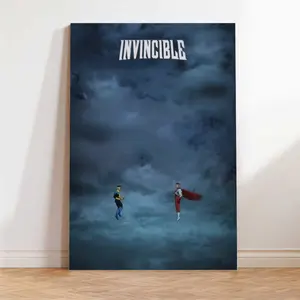 Invincible Hero Canvas Wall Art, Abstract Superhero Portrait Print Poster
