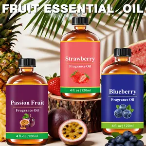 4oz Fruit Essential Oils: Strawberry/ Blueberry/ Passion Fragrance, for Flavored Air, Humidifiers, Diffusers, Candles, Tropical Fruit Fragrance Oil