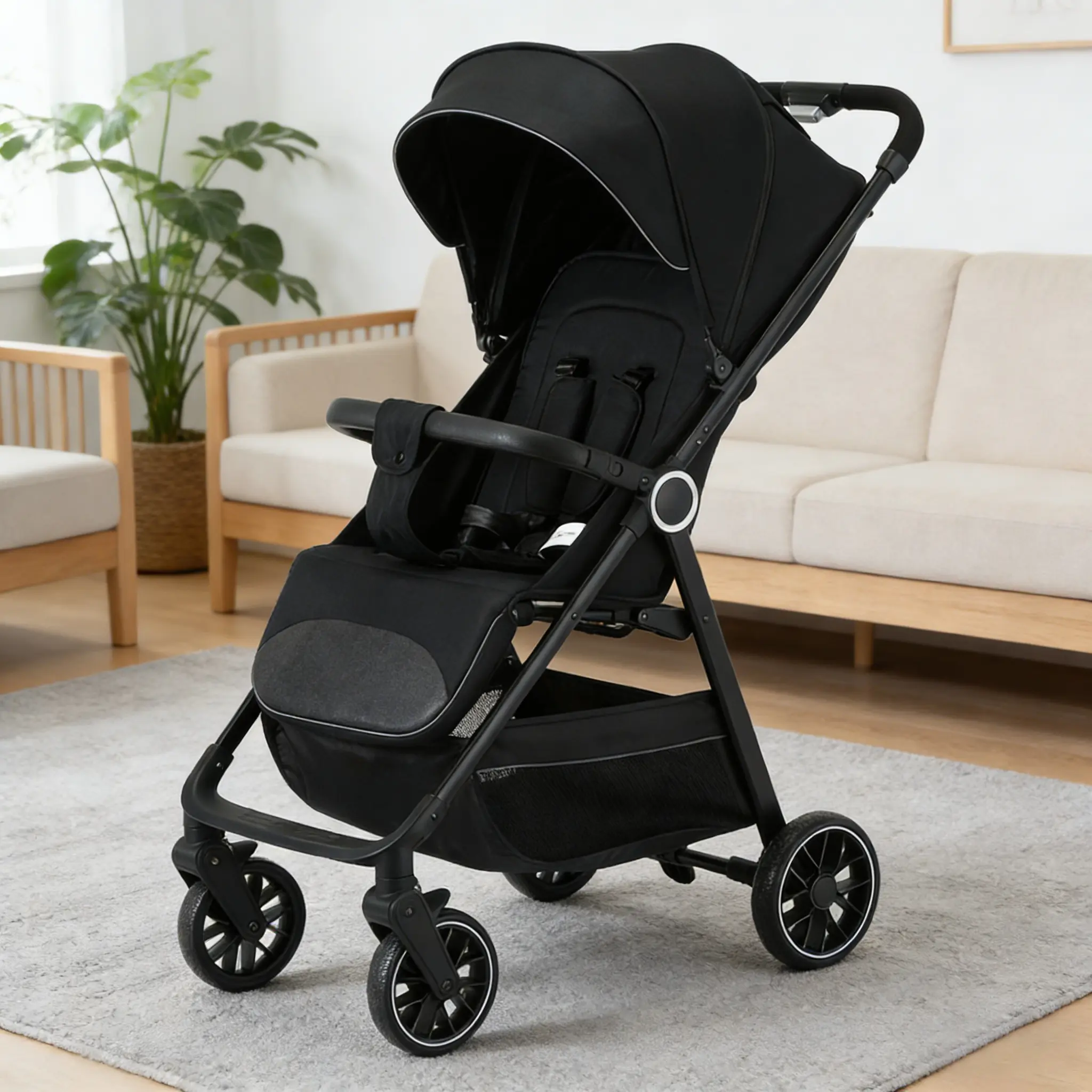 Lightweight Baby Stroller, All-Round Stroller for Babies 0-3 Years Old: One-Click Fold, Zippered Extended Sun Canopy, Only 11.68 lbs, Features Large Storage Basket,  Suitable for Travelling