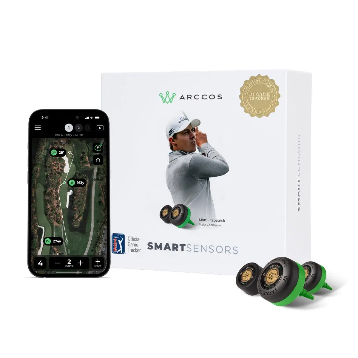 Arccos Smart Sensors GEN 4 - 15 Sensors &  1 Putter for Golf Game Tracking with AI Rangefinder & Strokes Gained Insights