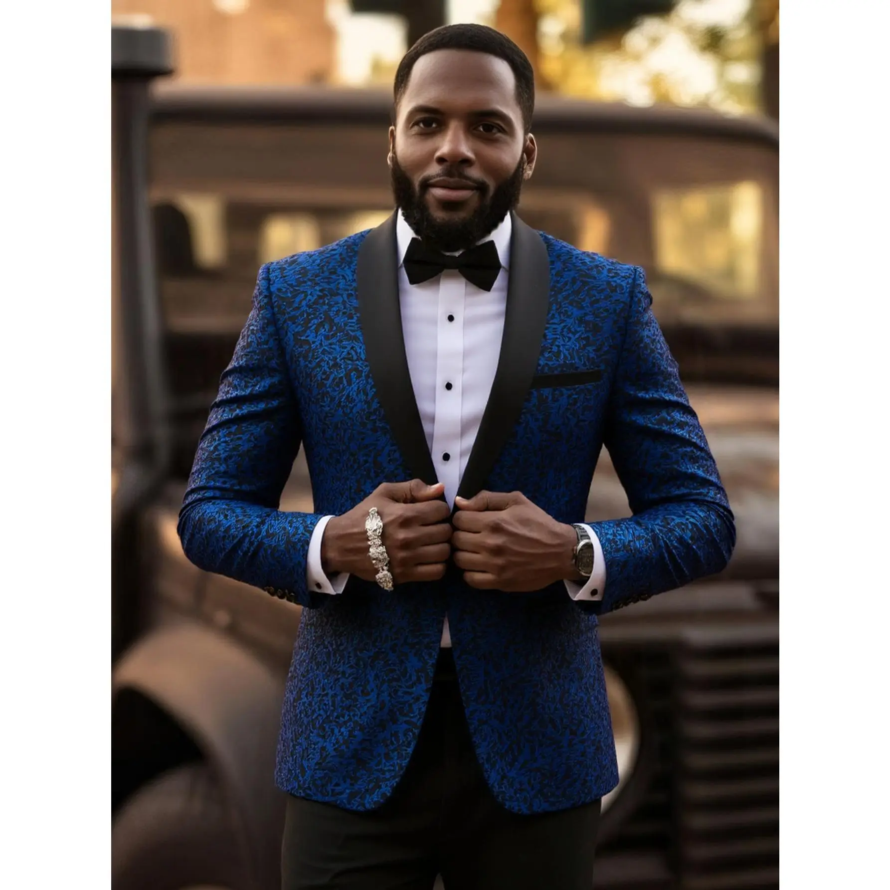 Men's Floral Jacquard Tuxedo Blazer, Formal Fitted Shawl Collar Suit Jacket in Wrinkle-Resistant Viscose Blend for Party, Wedding, Buttons, Pockets, Business, Evening, Fashion, Rayon, Contrast Sequin