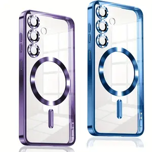 Phone case: Luxury Electroplated Magnetic Wireless Charging Phone Case with Lens Film Protection Suitable for  Galaxy S26, S25, S24, S23, S22, S21, S20 Ultra, S25, S24 Plus