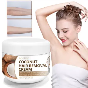 ROZINO- Coconut Hair Removal Cream Mild Non-Stimulating Whole-Body Depilation with Natural Extracts for Arms & Bikini Line 50g