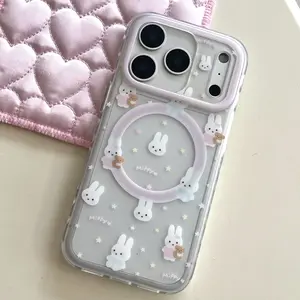 Magnetic Miffy Rabbit Phone Case for iPhone 17pro Max/17pro/17/16pro Max/16pro/16/15/14/13, Durable Fashion Protective Design, Light Thin Anti-Drop