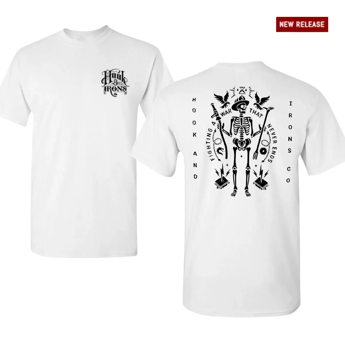 Hook & Irons Firefighter Skull T-Shirt, Firefighter War That Never Ends Graphic Tee, Fire Department Fireman Shirt, Firefighter Pride Station Shirt