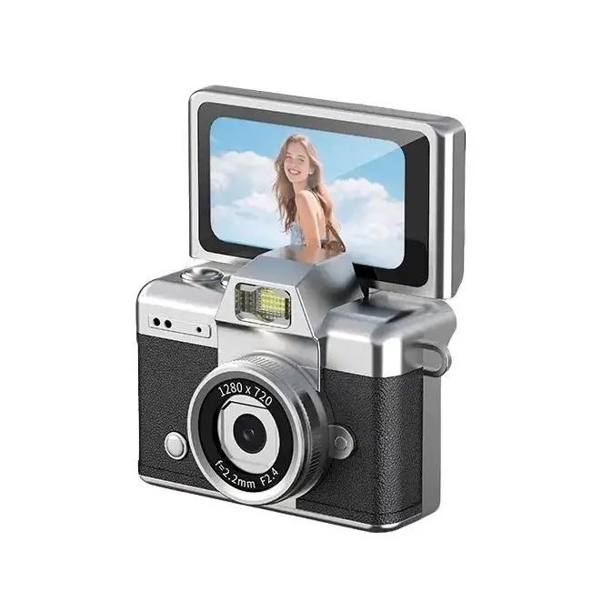 Y2K Vintage Student Camera with Flip Screen & Crystal Lanyard, Cute Retro Pocket Digital Camera for Teens with Memory Card, Built in Filters, Entry-Level Beginner Digicam, Perfect Gift for Back to School, Christmas & New Year ,ideal mini gift