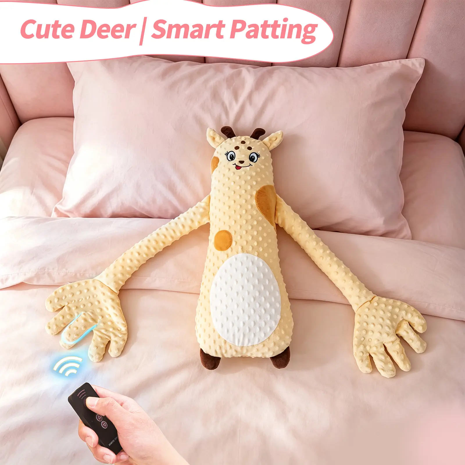 PopLid Soothing Giraffe Plush Toy with 3-speed Adjustable Patting Modes - A Large Plush Companion Made with Ultra-Soft,Skin-Friendly Fabric. Perfect as Home Décor and a Thoughtful Gift