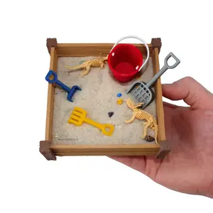 Mini Classic Sandbox Zen Garden w/ Sand, Mini Tools, Gems, Shells, and Gold Coins - 3D Printed Desk Accessory