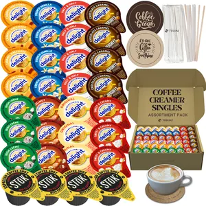 Mix and Match International Delight Coffee Creamer Singles Variety with Stok Espresso Coffee Shot (6 ct each) - Chocolate Caramel, Caramel Macchiato, French Vanilla, Hazelnut, Original, Irish Creme, Sweet and Creamy, Half and Half