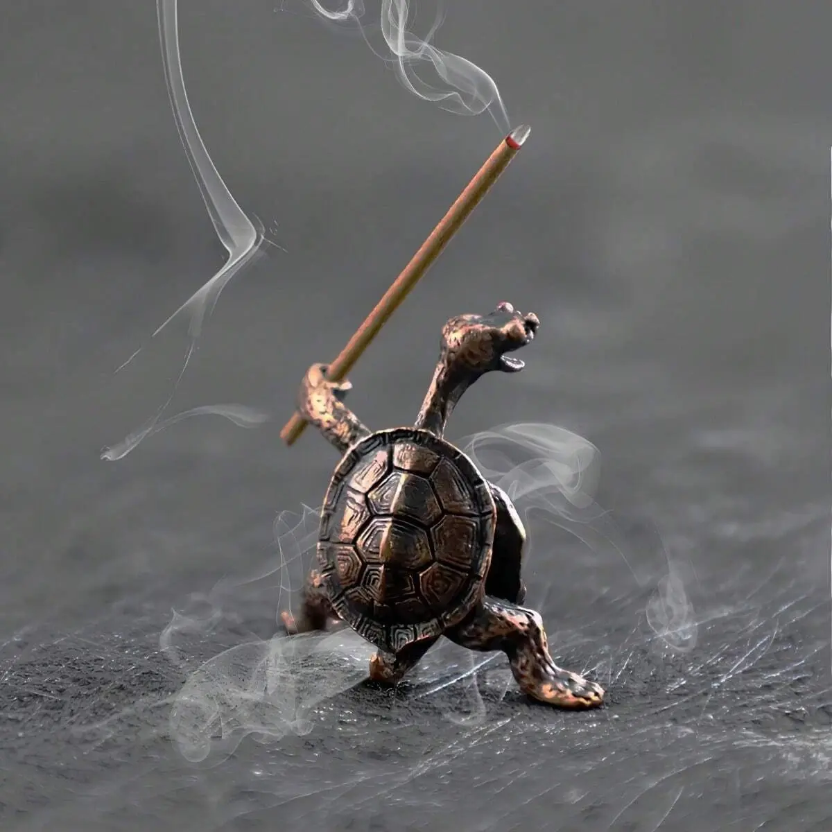 Bronze Color Incense Burner Turtle Ornament, Incense Holder, Kung Fu Style, Creative Home Decor Craft, Meditation Aromatherapy Accessories, Home Scent