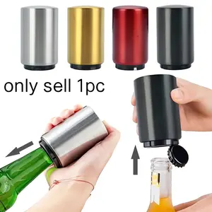 Stainless Steel Bottle Opener, Bottle Shape Opener, 1 Count Automatic Beer Bottle Opener, Magnetic Bottle Cap Catcher, Travel Accessories, Bartender Tool for Home Picnic Camping