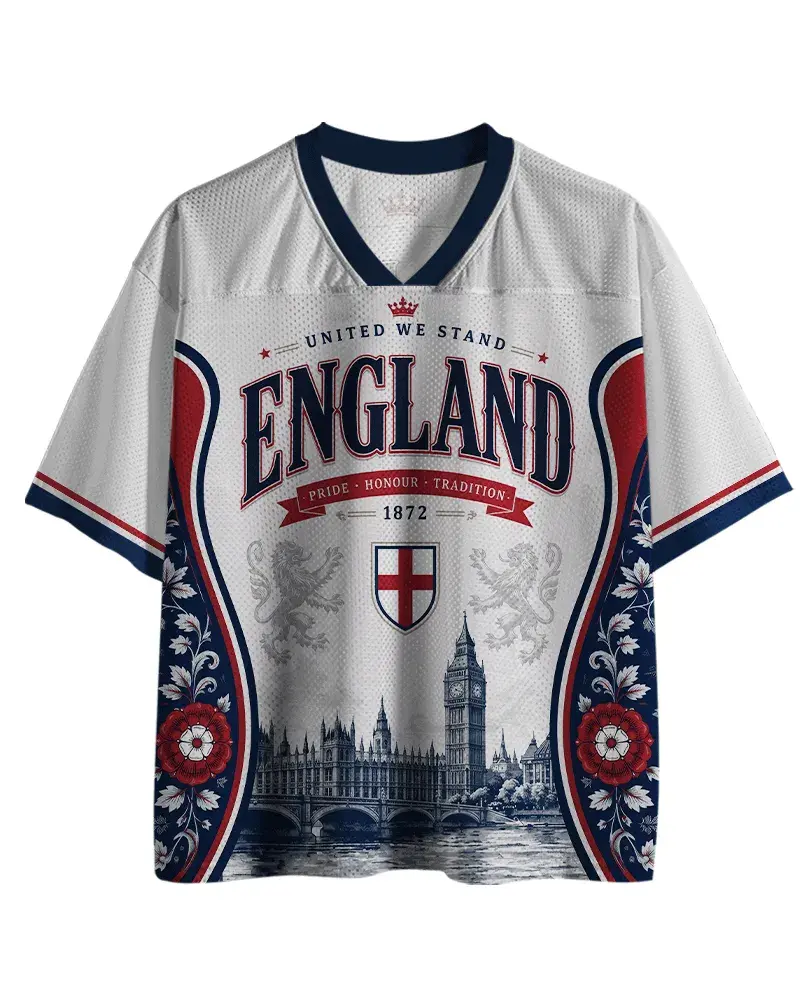 Premium England Heritage Mesh Jersey – Customizable Retro Soccer Shirt, Pro-Style Breathable & Quick-Dry, Authentic W.C.2026 Fan Apparel with Custom Name