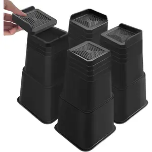 shouwuhho Bed Risers 12 inch Heavy Duty, Oversized Furniture Risers Support up to 6,000 Lbs for Sofa Table Couch Chair Leg Frame Dorm (4 Pack, Black, 12 inch)