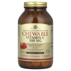 Solgar Chewable Vitamin C, Natural Cran-Raspberry, 500 mg, 90 Chewable Tablets