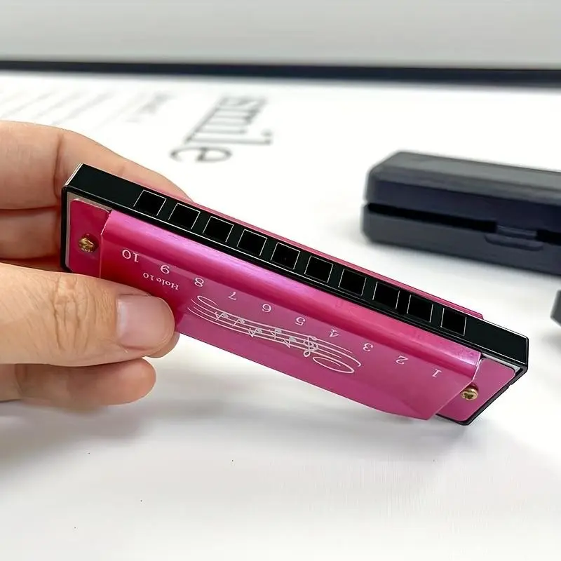 Beginner Harmonica - 10 Hole C Key Professional Blues Diatonic Harmonica, Includes Case, Cleaning Cloth, Manual, Ideal for Beginners, Adults, Professionals, Musical Instruments