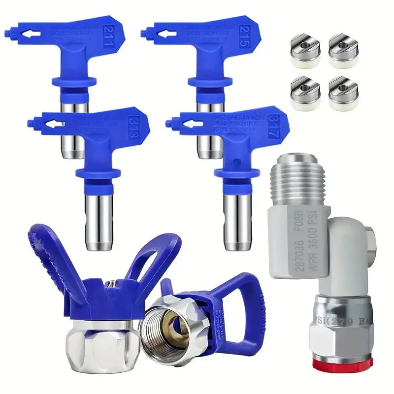 Airless Paint Spray Gun Swivel Joint, Airless Paint Spray Gun Swivel Joint Metal Heavy Duty with 4 Counts Spraying Tips & 2 Counts Tip Guard, Spray Painting Tool, Car Washing & Maintenance Tool