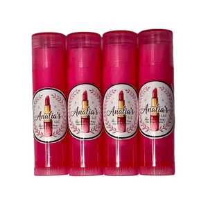 Analia's LLC 4 Moisturizing Lip Balms with Karite Butter Cocoa Butter Olive Oil & Vitamin E Natural Light Pink Color Hydrating Ingredients