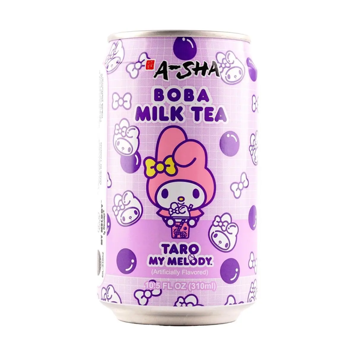 A-SHA Taiwan Melony Boba Milk Tea Taro Flavor 310ml - Authentic Taiwanese Bubble Tea Drink