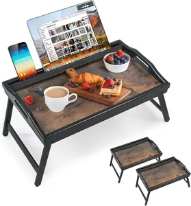 2 Pack Bed Tray Table Breakfast Trays Serving Tray  Bed Laptap Floding  with Handles and Phone Holders