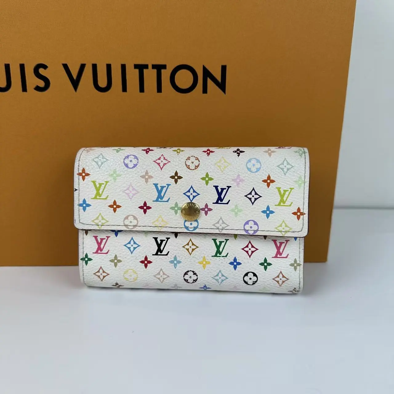 Pre-owned Louis Vuitton x Takashi Murakami White Multicolore Sarah Long Wallet
