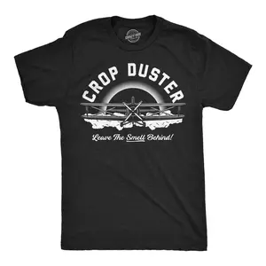 Mens Crop Duster Airplane Leave The Smell Behind Funny T Shirt Fart Joke Tee for Guys Mens Funny T Shirts Cool Vintage Fashion T-Shirt Gift Classic Menswear Funny Adult Humor Short Sleeve Novelty Tees for Guys Black -