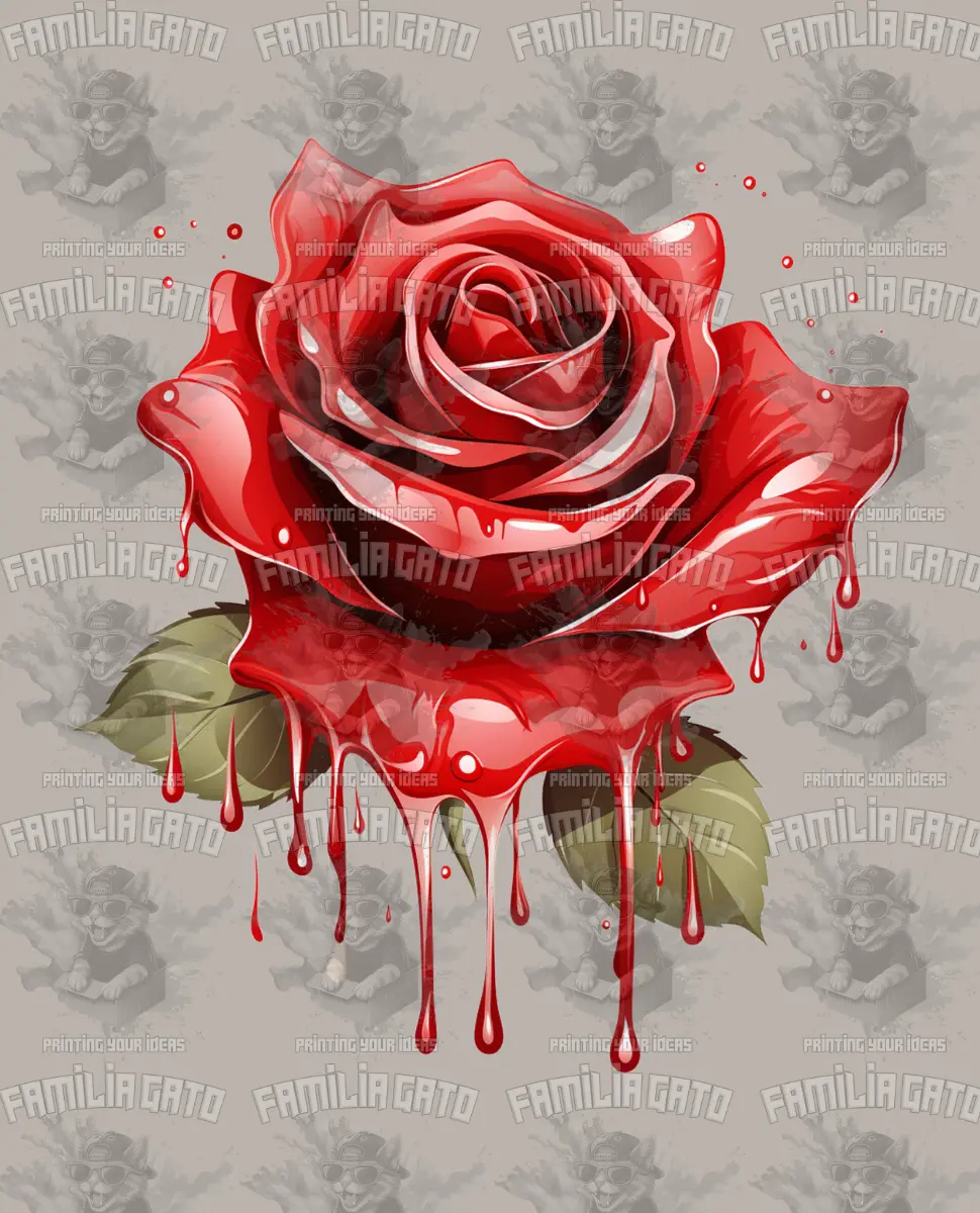 Red Drip Rose DTF Transfer, DIY Rose Flower Specialty DIY Supply for Toys & Hobbies Projects