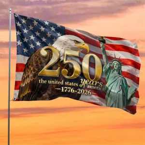 America 250Th Anniversary Flag 1776-2026 Patriotic Eagle Banner, USA Stars And Stripes Outdoor Decor for Garden Yard Porch, 4Th Of July Party Supplies