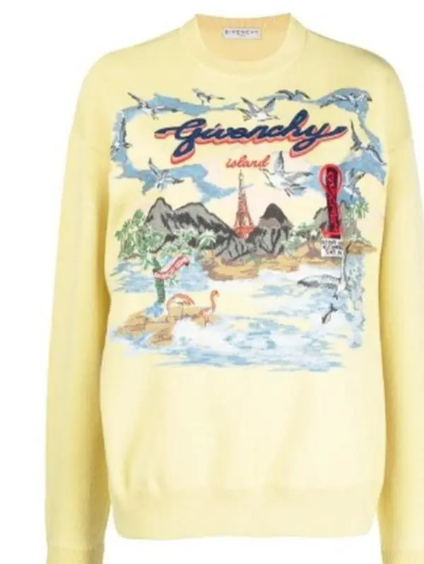 CALUXA- Givenchy Island Paradise Print Crewneck Sweatshirt Size XS