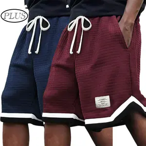 2 Pack Plus Size Men's Waffle Knit Shorts - Elastic Drawstring Waist Casual Summer Shorts with Breathable Soft Fabric, Solid Color Versatile Design, Plus Size Men's Shorts Gray Mens Tropical Menswear Big short shorts SpringStatements