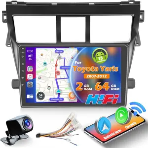 RIMOODY 2+64G 9-Inch Touch Screen Android 15 Car Stereo for Toyota Yaris Vios 2007-2012, Wireless Carplay, Android Auto, HiFi Bluetooth, GPS, WiFi, FM RDS, Mirror Link fathersdaygift