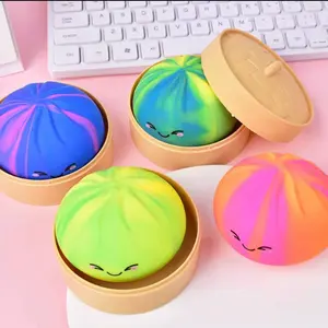 Tie Dye Squishy Dumpling Fidget Toy, Anxiety Fidgets for Stress Relief, Durable Silicone, Portable Unisex Design, Easy to Hold, On-the-Go Use (8.5cm x5.5cm), 1 Random Color